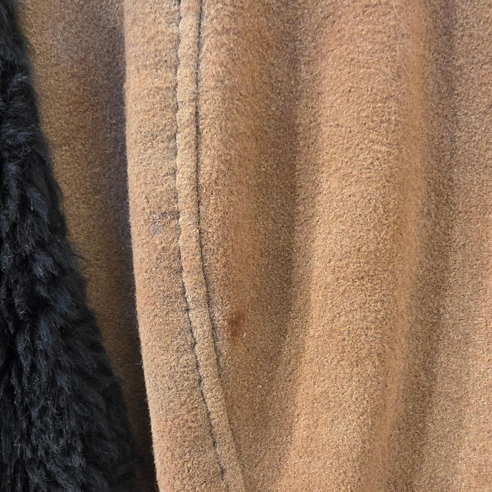 Vintage 1960s Boho Shearling Suede Coat Jacket Embroidered Penny Lane ILGWU - Picture 4 of 7